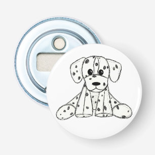 Dalmatian stoppad hund ritning kontur enkel svart flasköppnare