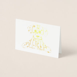 Dalmatian stoppad hund ritning kontur enkel svart folierat kort