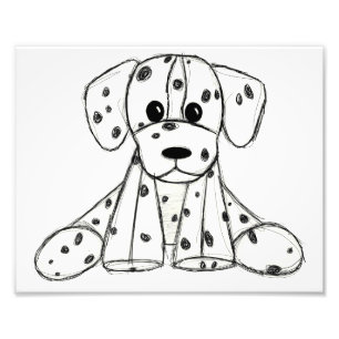 Dalmatian stoppad hund ritning kontur enkel svart fototryck