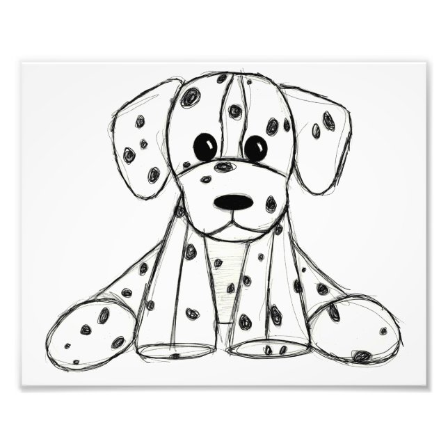 Dalmatian stoppad hund ritning kontur enkel svart fototryck (Framsidan)
