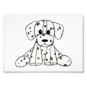 Dalmatian stoppad hund ritning kontur enkel svart fototryck