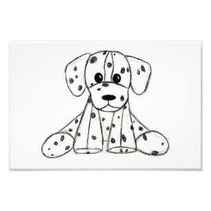 Dalmatian stoppad hund ritning kontur enkel svart fototryck
