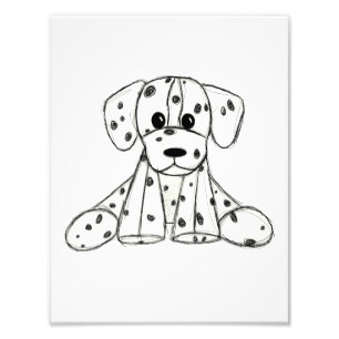 Dalmatian stoppad hund ritning kontur enkel svart fototryck