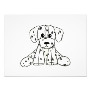 Dalmatian stoppad hund ritning kontur enkel svart fototryck