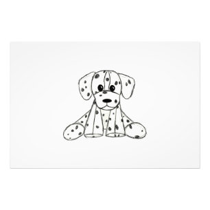 Dalmatian stoppad hund ritning kontur enkel svart fototryck