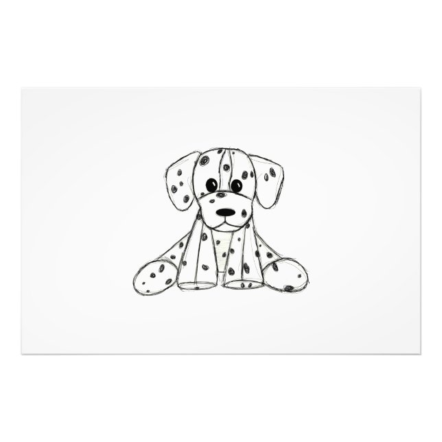 Dalmatian stoppad hund ritning kontur enkel svart fototryck (Framsidan)
