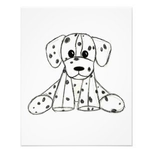 Dalmatian stoppad hund ritning kontur enkel svart fototryck