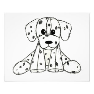 Dalmatian stoppad hund ritning kontur enkel svart fototryck