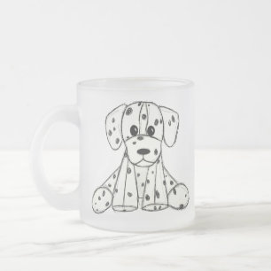 Dalmatian stoppad hund ritning kontur enkel svart frostad glasmugg