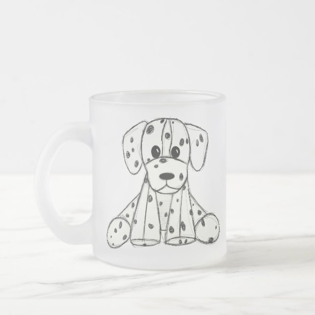 Dalmatian stoppad hund ritning kontur enkel svart frostad glasmugg (Vänster)