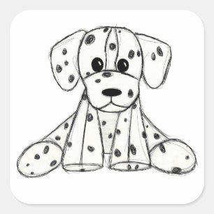 Dalmatian stoppad hund ritning kontur enkel svart fyrkantigt klistermärke
