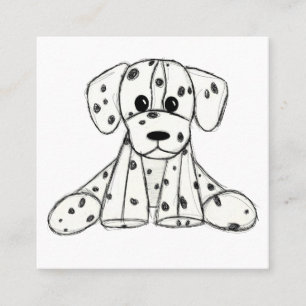 Dalmatian stoppad hund ritning kontur enkel svart fyrkantigt visitkort