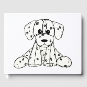Dalmatian stoppad hund ritning kontur enkel svart gästböcker