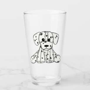 Dalmatian stoppad hund ritning kontur enkel svart glaskopp