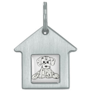 Dalmatian stoppad hund ritning kontur enkel svart ID-bricka husdjur