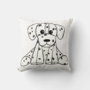Dalmatian stoppad hund ritning kontur enkel svart kudde