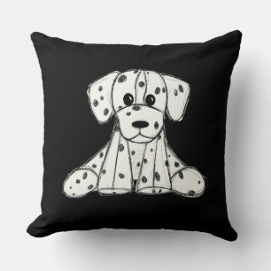 Dalmatian stoppad hund ritning kontur enkel svart kudde