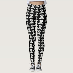 Dalmatian stoppad hund ritning kontur enkel svart leggings