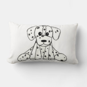 Dalmatian stoppad hund ritning kontur enkel svart lumbarkudde