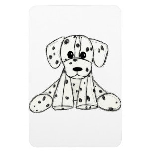 Dalmatian stoppad hund ritning kontur enkel svart magnet
