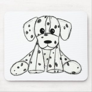 Dalmatian stoppad hund ritning kontur enkel svart musmatta