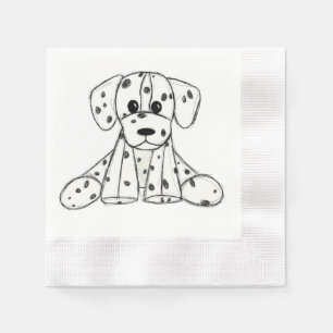 Dalmatian stoppad hund ritning kontur enkel svart pappersservett