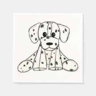 Dalmatian stoppad hund ritning kontur enkel svart pappersservett