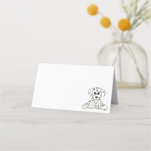 Dalmatian stoppad hund ritning kontur enkel svart placeringskort