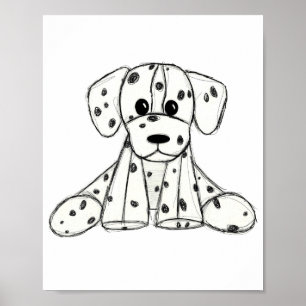 Dalmatian stoppad hund ritning kontur enkel svart poster