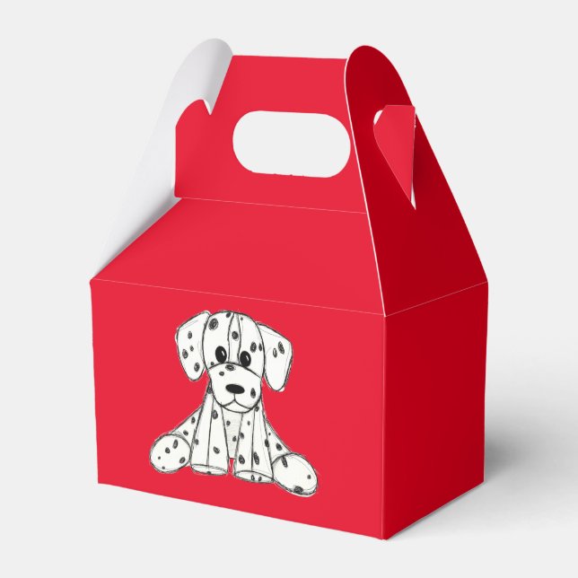 Dalmatian stoppad hund ritning kontur enkel svart presentaskar (Framsidan Sidan)