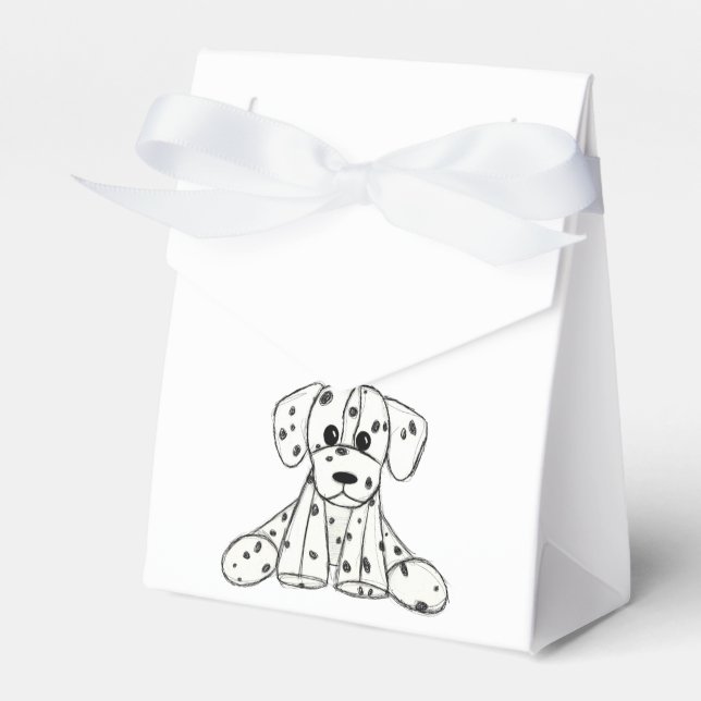 Dalmatian stoppad hund ritning kontur enkel svart presentaskar (Framsidan Sidan)