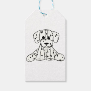 Dalmatian stoppad hund ritning kontur enkel svart presentetikett