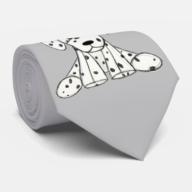 Dalmatian stoppad hund ritning kontur enkel svart slips (Rullad)