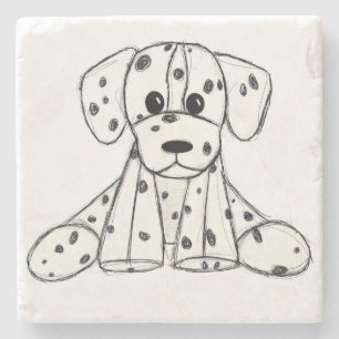 Dalmatian stoppad hund ritning kontur enkel svart stenunderlägg