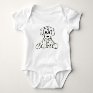 Dalmatian stoppad hund ritning kontur enkel svart t shirt