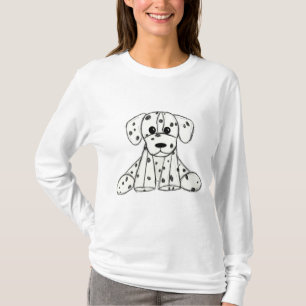 Dalmatian stoppad hund ritning kontur enkel svart t shirt