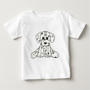 Dalmatian stoppad hund ritning kontur enkel svart t shirt
