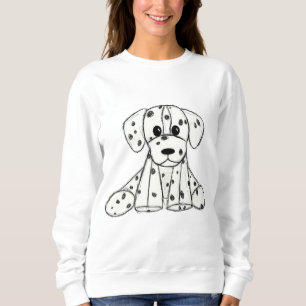 Dalmatian stoppad hund ritning kontur enkel svart t shirt