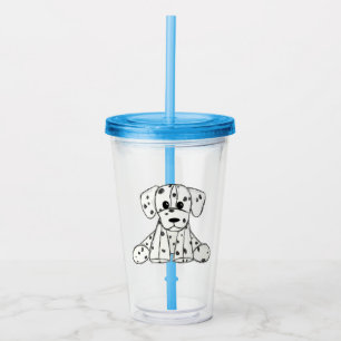 Dalmatian stoppad hund ritning kontur enkel svart take away mugg