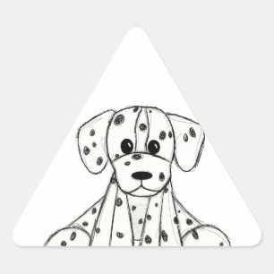 Dalmatian stoppad hund ritning kontur enkel svart triangelformat klistermärke