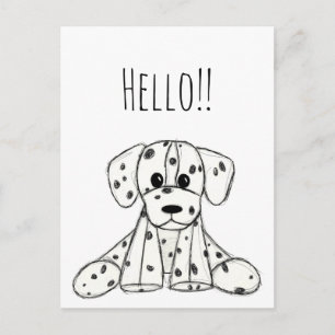 Dalmatian stoppad hund ritning kontur enkel svart vykort