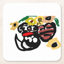 Dalmatian sunflowers underlägg papper kvadrat