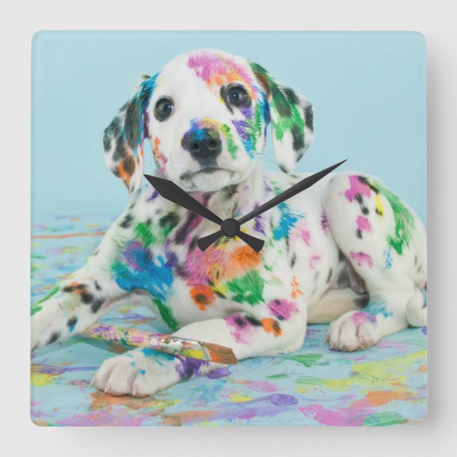 Dalmatian valp fyrkantig klocka (Framsida)