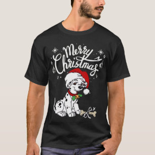 Dalmatian Valp Hund I En Jul Tomte Hatt Jul T Shirt