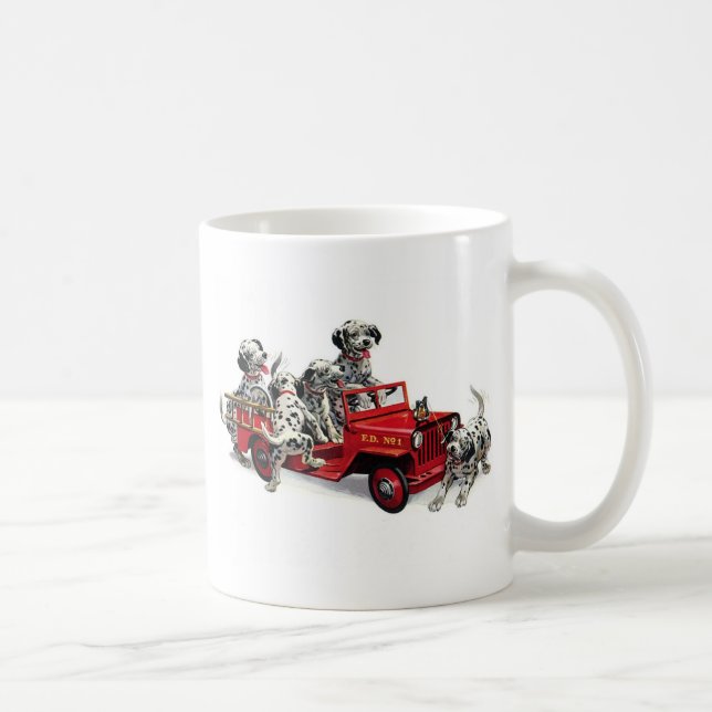 Dalmatian valper med avfyrar lastbilen kaffemugg (Höger)