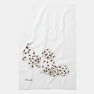 Dalmatian valpkökshandduk för vit kökshandduk