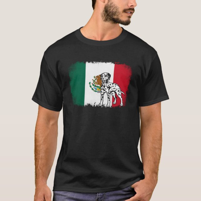 Dalmatian vintage Mexico Mexican flag dog T Shirt (Framsida)