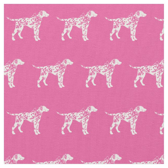 Dalmatians Hund Silhuett Husdjur Rosa Tyg (Närbild)