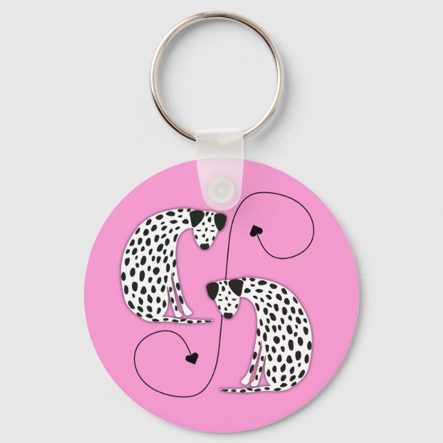 Dalmatians hundar Metall Cirkulär Nyckelring (Framsida)