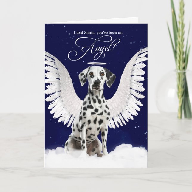Dalmatien Angel Hund med Vingar jul Helgkort (Framsida)